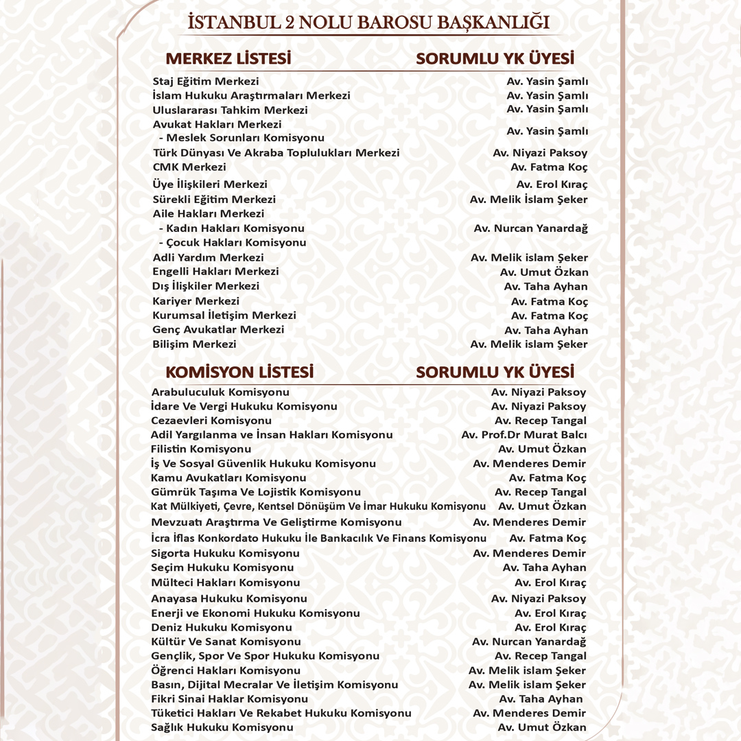 MERKEZ & KURUL VE KOMİSYONLARIMIZ