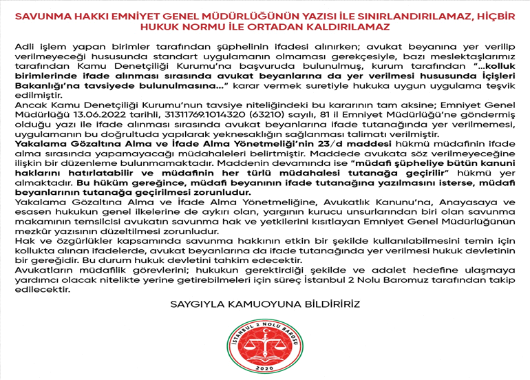 KAMUOYUNA SAYGIYLA BİLDİRİRİZ