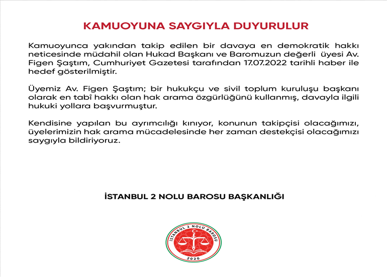 ÜYEMİZ SAYIN AV. FİGEN ŞAŞTIM