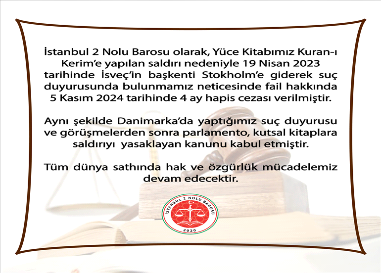 SUÇ DUYURUMUZ SONUÇLANDI