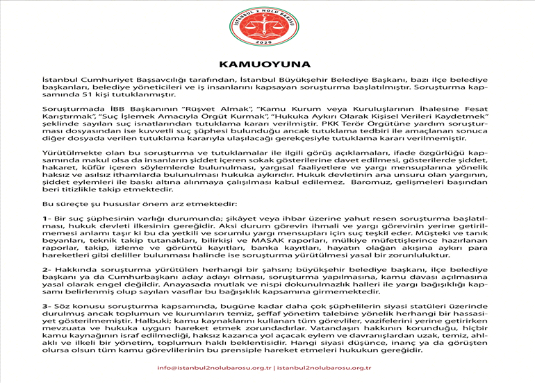 KAMUOYUNA SAYGIYLA DUYURULUR