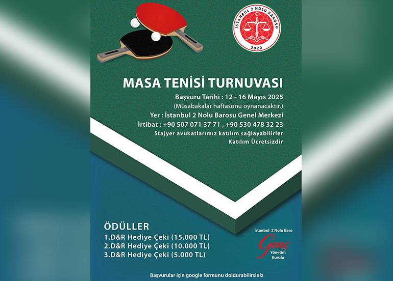 MASA TENİSİ TURNUVASI KATILIM DAVETİ